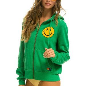 Aviator Nation Smiley Zip Hoodie Kelly Green